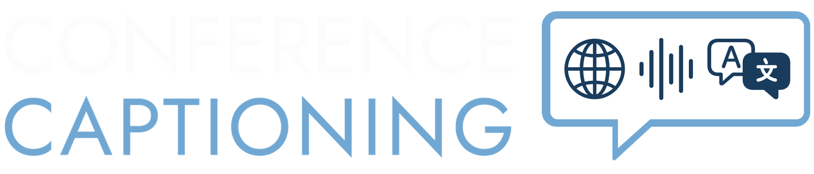 ConferenceCaptioning logo, horizontal, dark mode
